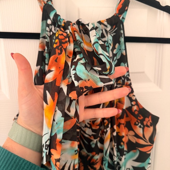 NWT International Concepts Floral Halter Maxi Dress Zip Flowy Tropical Vacation - Picture 7 of 9